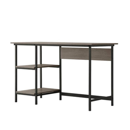 Gray Wood Desk with Storage – Compact Computer Desk and Work Table