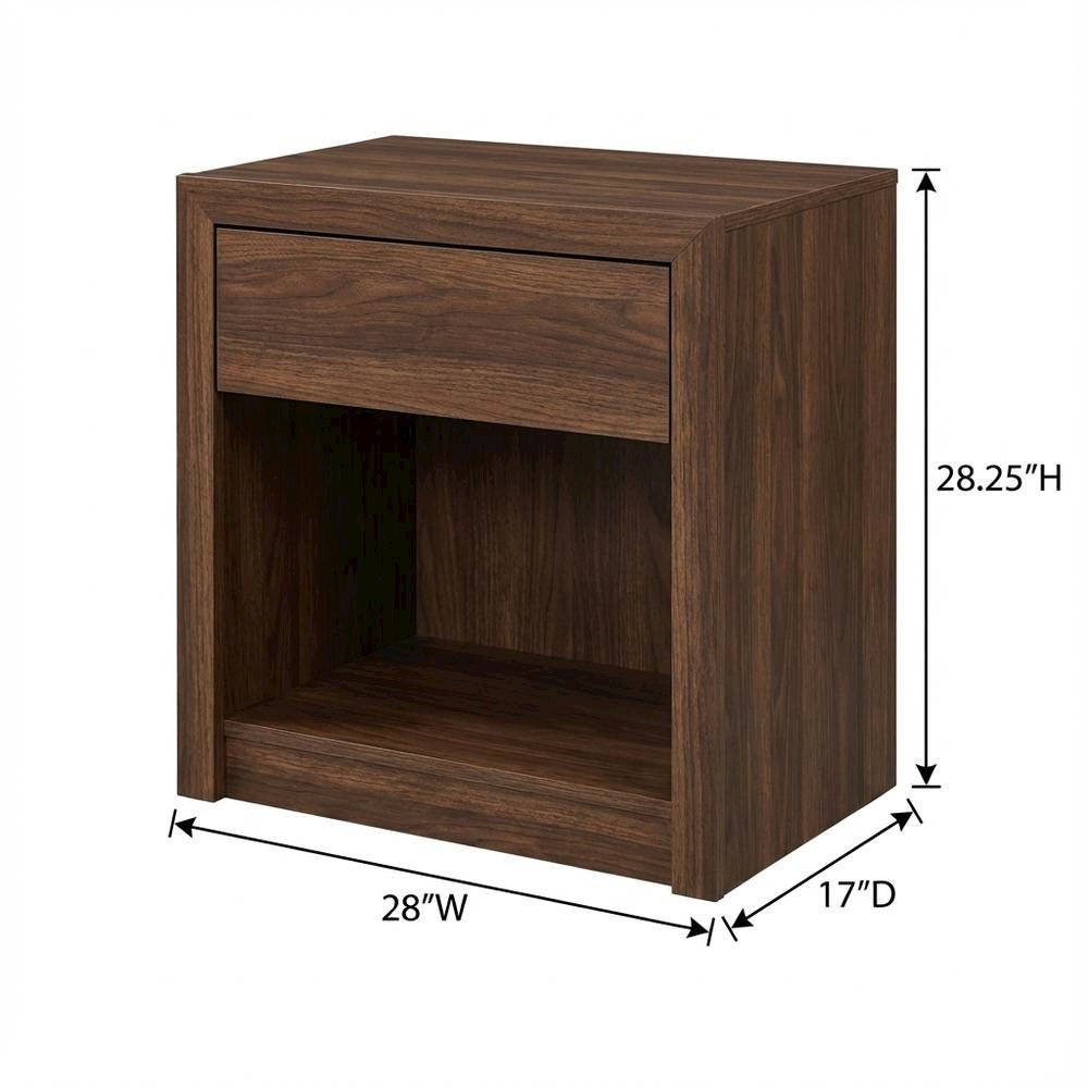 Spice Brown Nightstand with Two Drawers and Contemporary Finish