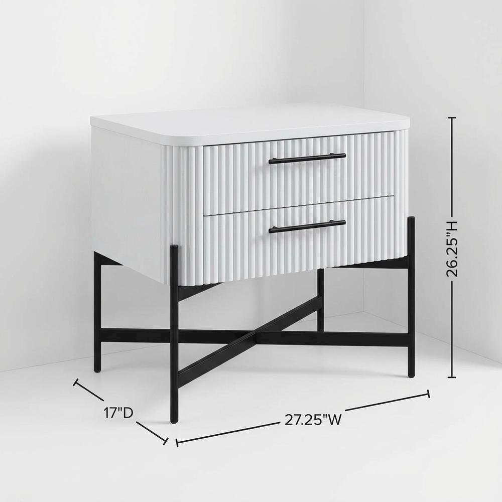 White Transitional Bedroom Nightstand with Sleek Design and Durable Construction
