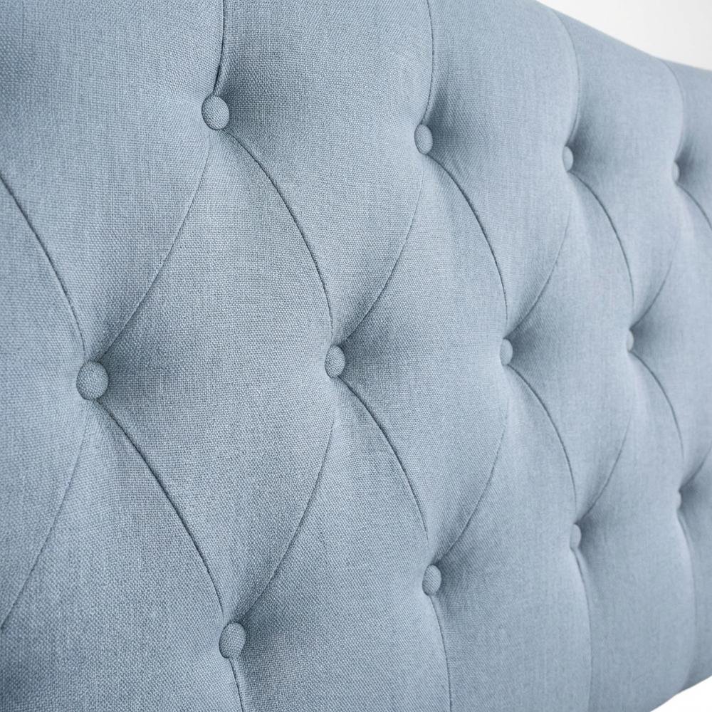 Light Blue Upholstered King Headboard with Rubberwood Frame and Elegant Design