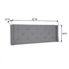 Gray Upholstered King Headboard with Rubberwood Frame and Padded Design