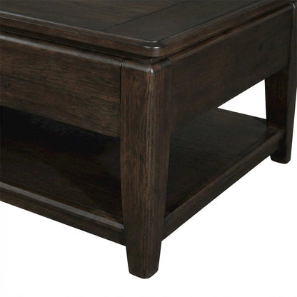 Mahogany Lift Top Cocktail Table – Modern Coffee Table with Storage