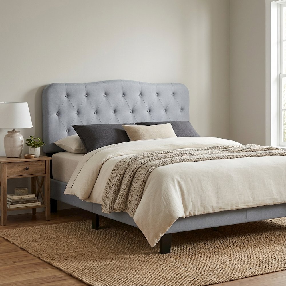 Light Blue Upholstered Twin Headboard with Soft Fabric and Sturdy Frame