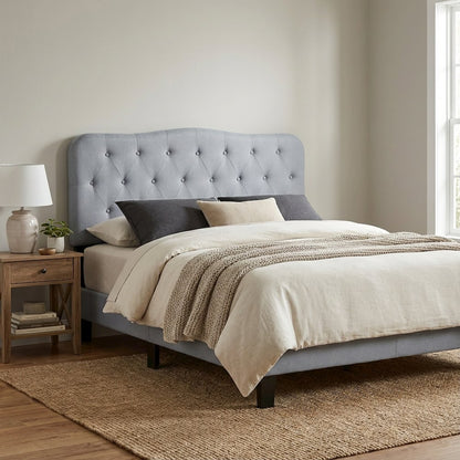 Light Blue Upholstered Twin Headboard with Soft Fabric and Sturdy Frame