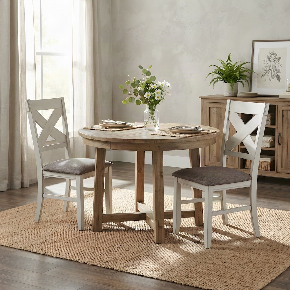 Rubberwood Solid High-Back Windsor Farmhouse Dining Chairs Set of 2