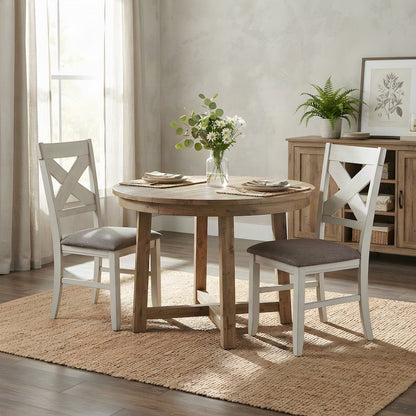 Rubberwood Solid High-Back Windsor Farmhouse Dining Chairs Set of 2