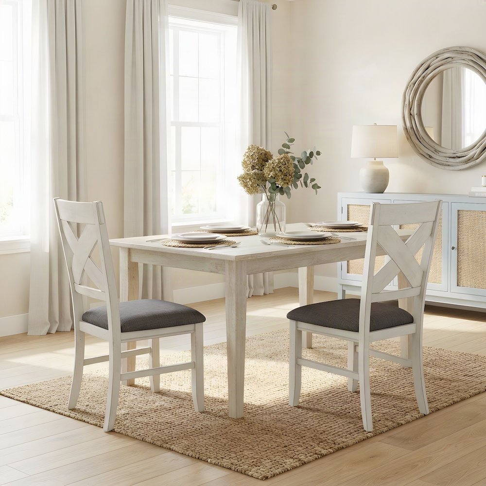 Rubberwood Solid High-Back Windsor Farmhouse Dining Chairs Set of 2