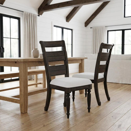 Solid Hardwood Ladder Back Dining Chair for Kitchen Dining Room, Set of 2