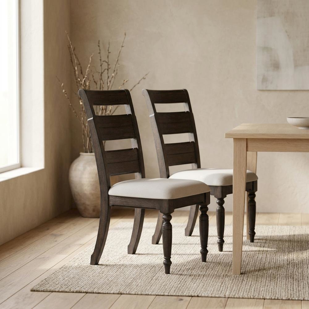 Solid Hardwood Ladder Back Dining Chair for Kitchen Dining Room, Set of 2