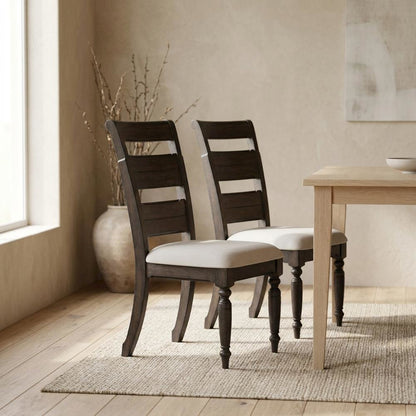 Solid Hardwood Ladder Back Dining Chair for Kitchen Dining Room, Set of 2