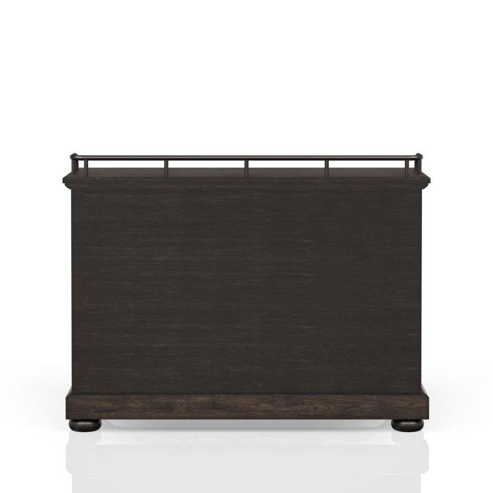 Brown Credenza with Storage – Sideboard Buffet Cabinet with Glass Doors