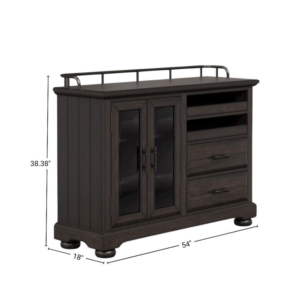 Brown Credenza with Storage – Sideboard Buffet Cabinet with Glass Doors