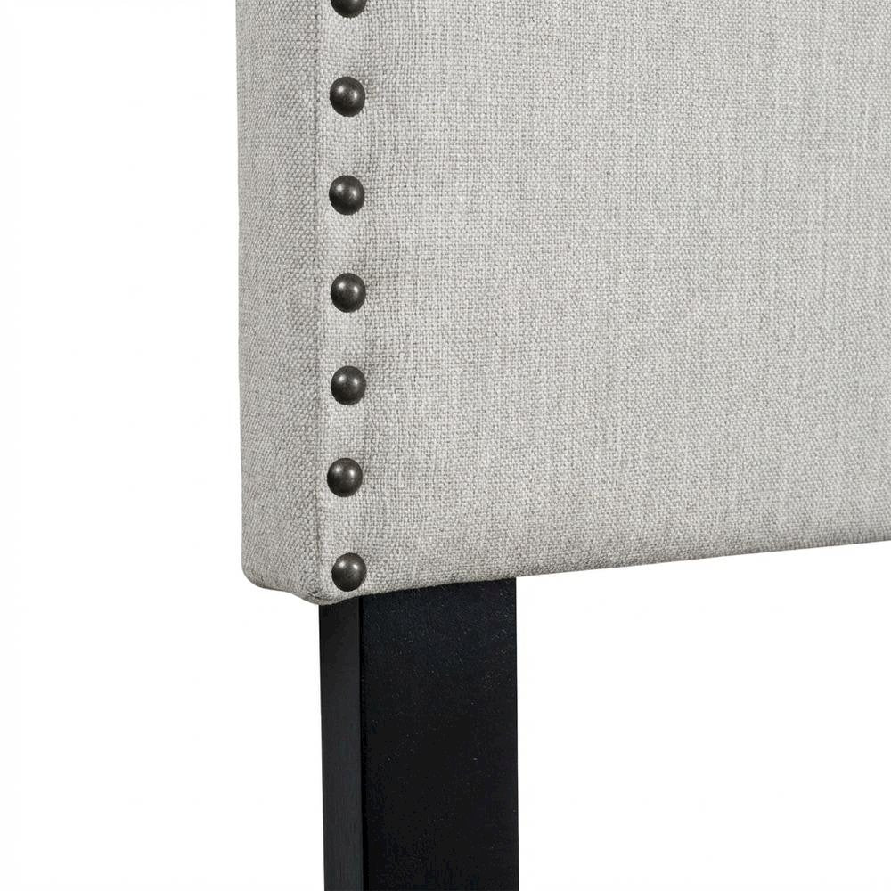 Off White Upholstered Twin Headboard with Soft Fabric and Classic Design