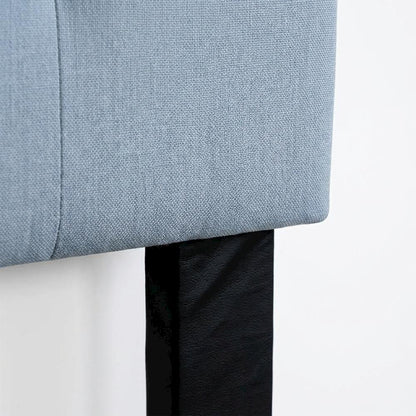 Light Blue Upholstered Queen Headboard, Solid Rubberwood Frame