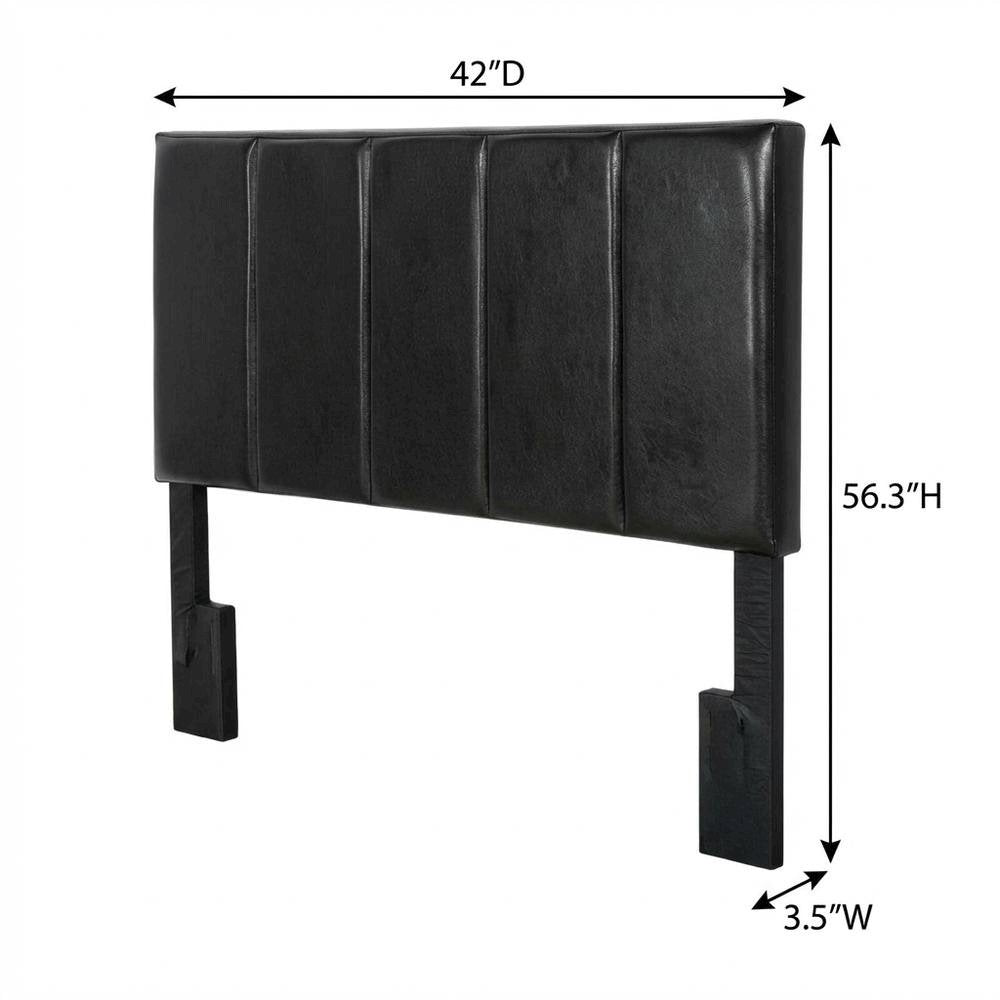 Black Upholstered Twin Headboard with Soft Fabric and Sturdy Frame Design