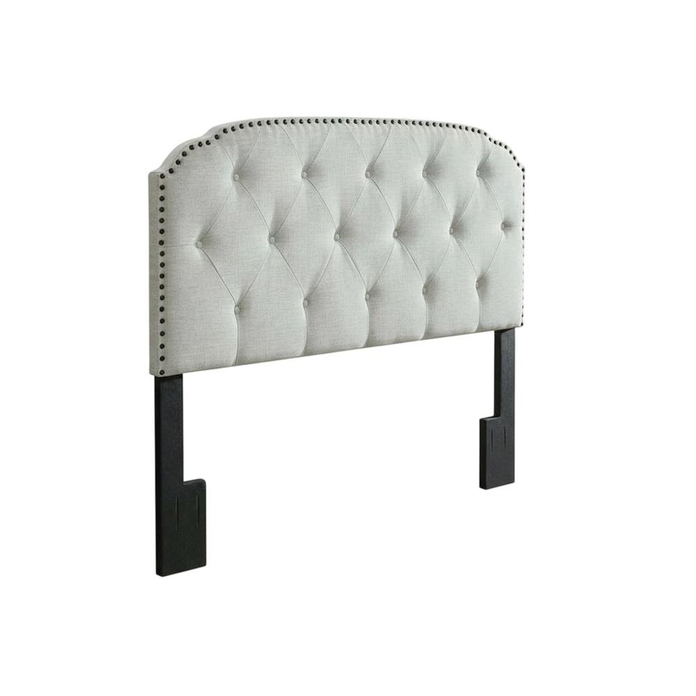 Light Gray Upholstered King Headboard, Solid Rubberwood Frame