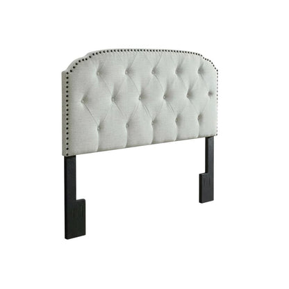 Light Gray Upholstered King Headboard, Solid Rubberwood Frame
