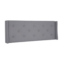 Gray Upholstered King Headboard with Rubberwood Frame and Padded Design
