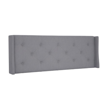 Gray Upholstered King Headboard with Rubberwood Frame and Padded Design