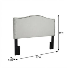 Off White Upholstered King Headboard, Solid Rubberwood Frame