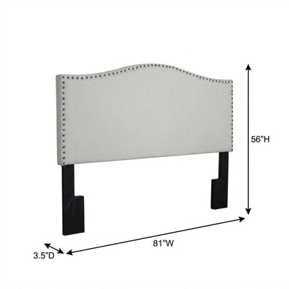 Off White Upholstered King Headboard, Solid Rubberwood Frame