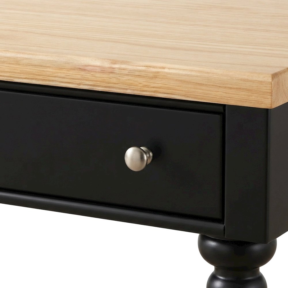 Solid Rubberwood Kitchen Island with Open-Shelf Storage Cart, Cream