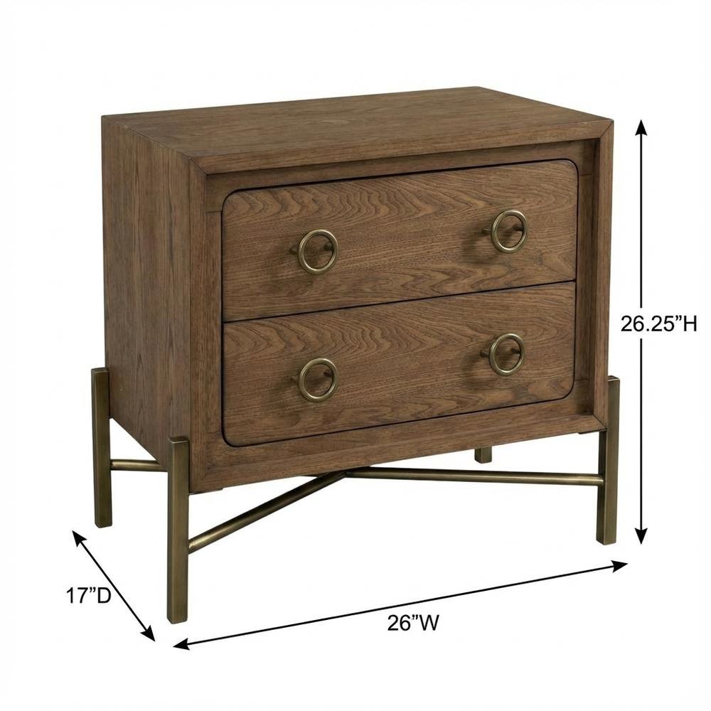 Latte Nightstand with 2 Drawers and Usb Charging Port for Bedroom Use