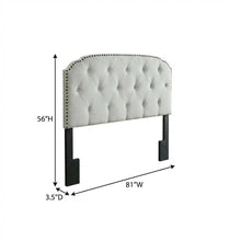 Light Gray Upholstered King Headboard, Solid Rubberwood Frame