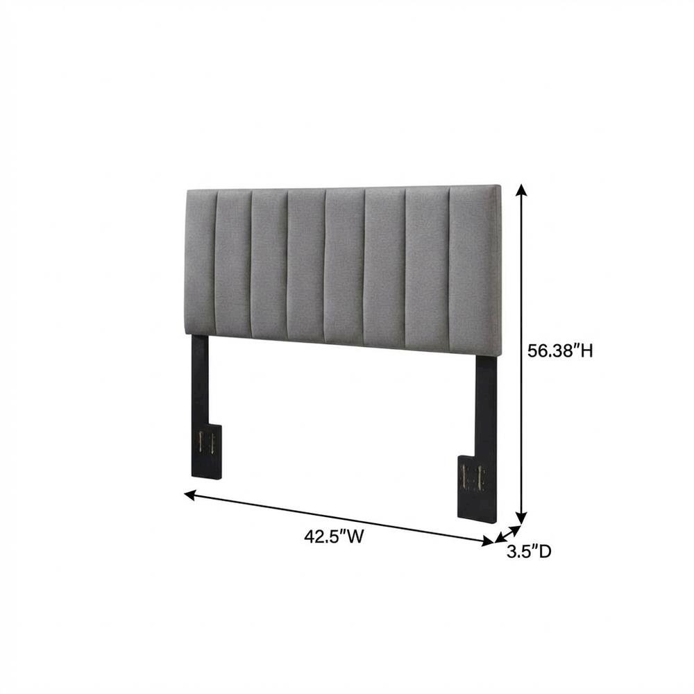Gray Twin Upholstered Headboard with Padded Design for Comfortable Support