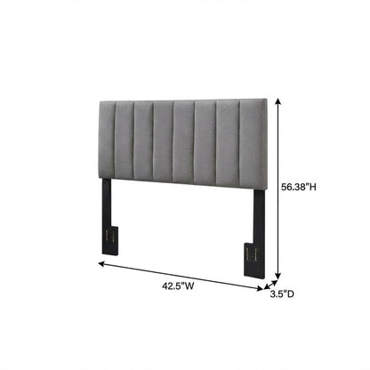 Gray Twin Upholstered Headboard with Padded Design for Comfortable Support