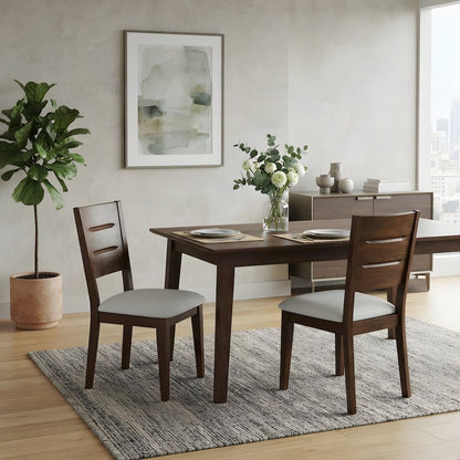 Solid Rubberwood Mid-Century Modern Wood Dining Chairs, Set of 2