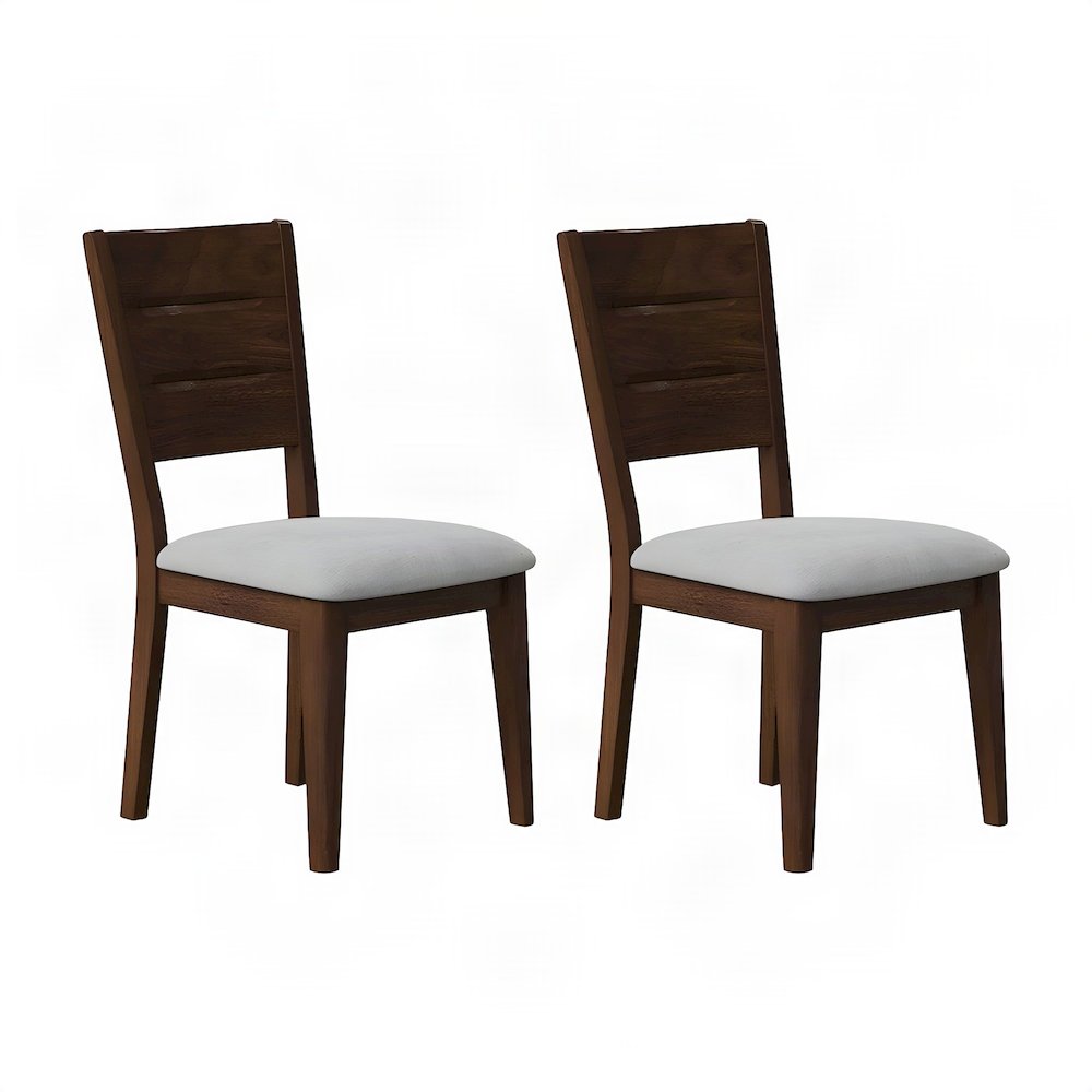 Solid Rubberwood Mid-Century Modern Wood Dining Chairs, Set of 2