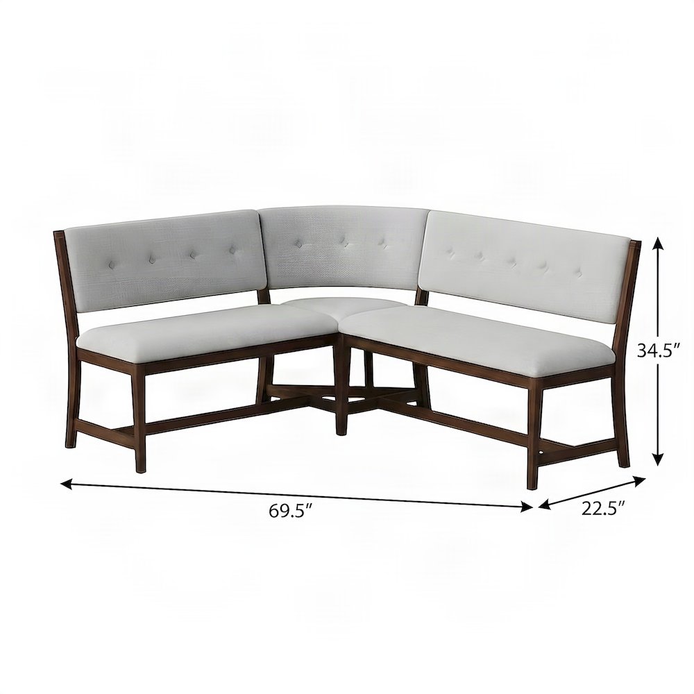 Solid Rubberwood L-Shaped Corner Bench, Banquette Dining Seat