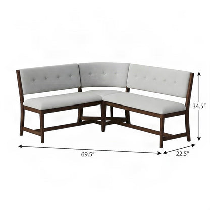 Solid Rubberwood L-Shaped Corner Bench, Banquette Dining Seat