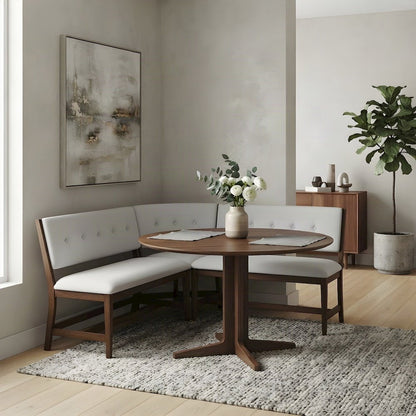 Solid Rubberwood L-Shaped Corner Bench, Banquette Dining Seat