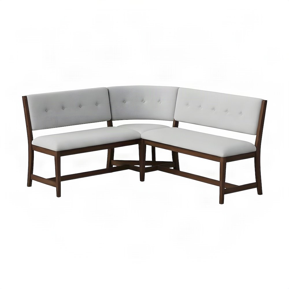 Solid Rubberwood L-Shaped Corner Bench, Banquette Dining Seat