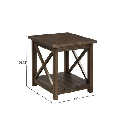 Rustic Farmhouse End Table in Walnut – Solid Wood Square Accent Table