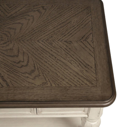 Modern Farmhouse Veneer and Rubberwood Solid Coffee Table, Drawer