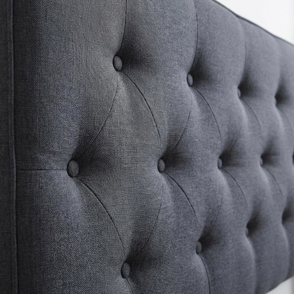 Black Upholstered Queen Headboard with Padded Design and Sturdy Frame