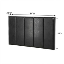 Black Upholstered King Headboard with Solid Rubberwood Frame and Durable Finish