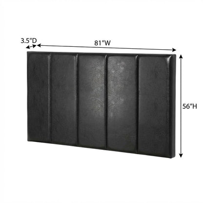 Black Upholstered King Headboard with Solid Rubberwood Frame and Durable Finish