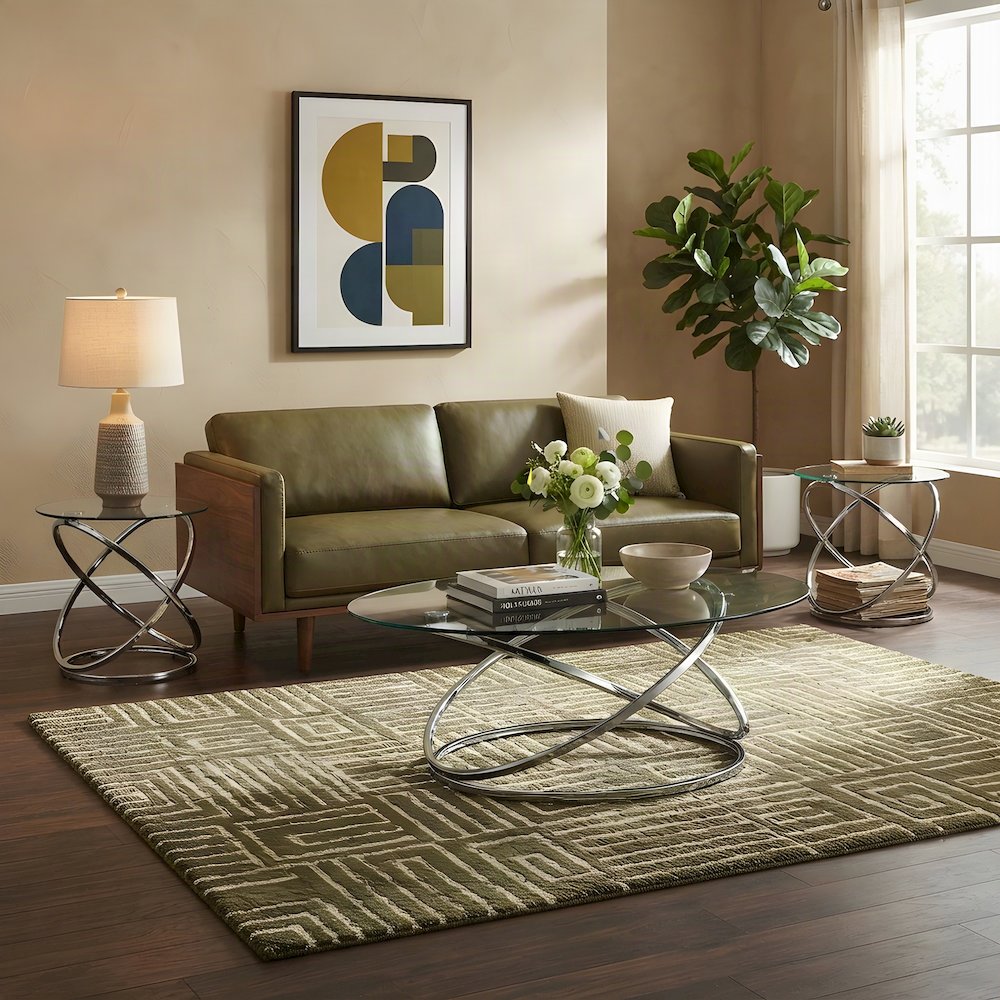 Metal and Glass-Top Nesting Cocktail and Round End Table Set of 3