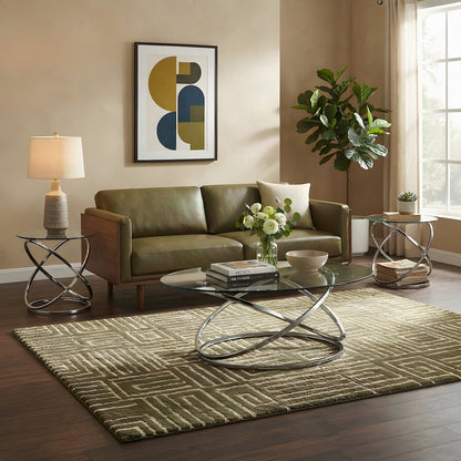 Metal and Glass-Top Nesting Cocktail and Round End Table Set of 3