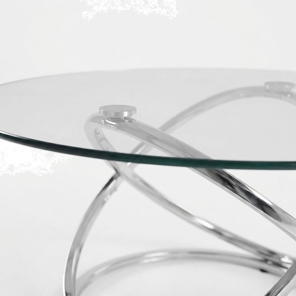 Metal and Glass-Top Nesting Cocktail and Round End Table Set of 3