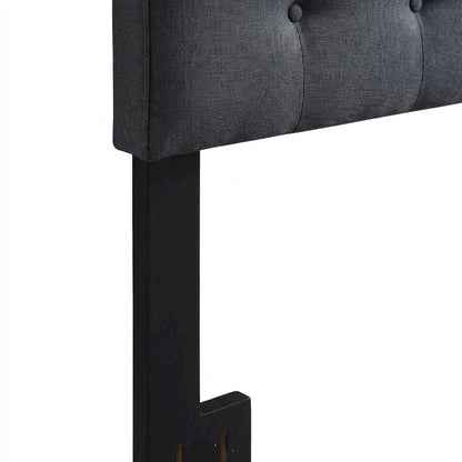 Black Upholstered Queen Headboard with Padded Design and Sturdy Frame