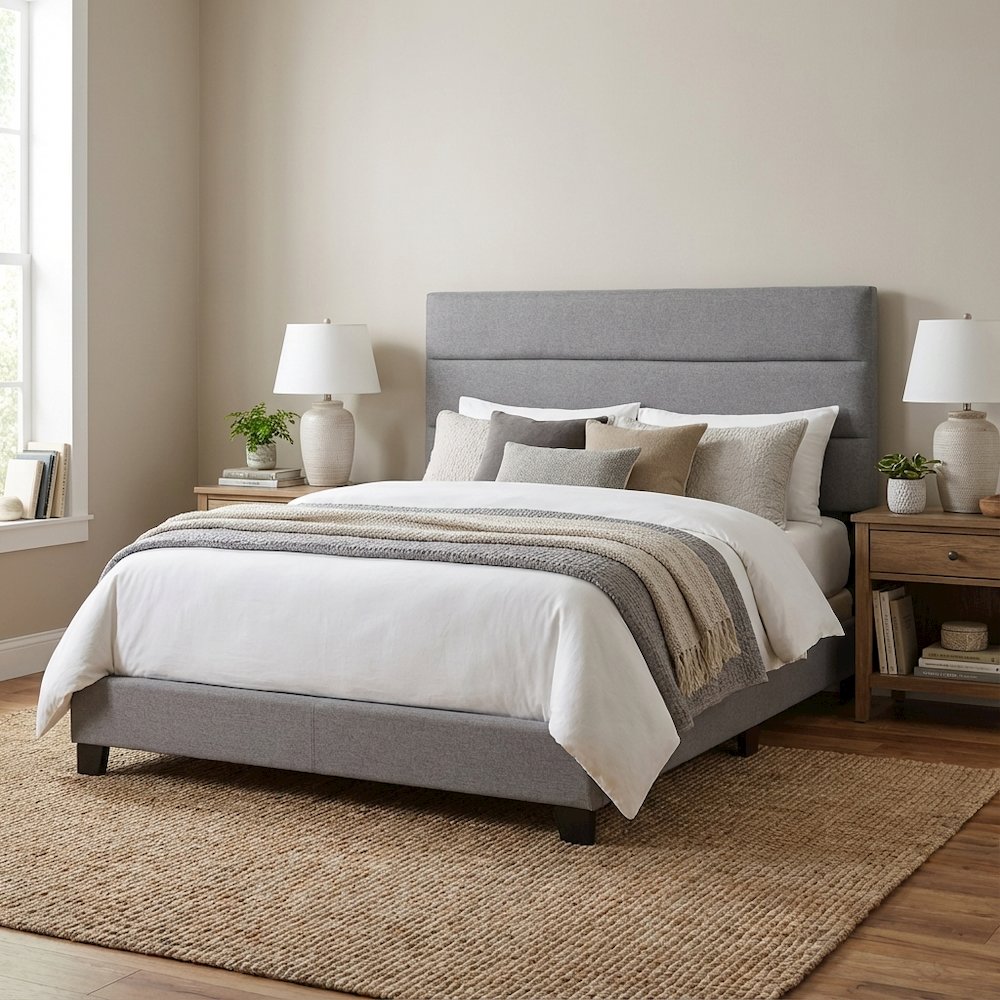 Light Gray Twin Headboard with Durable Finish and Classic Design for Bedroom
