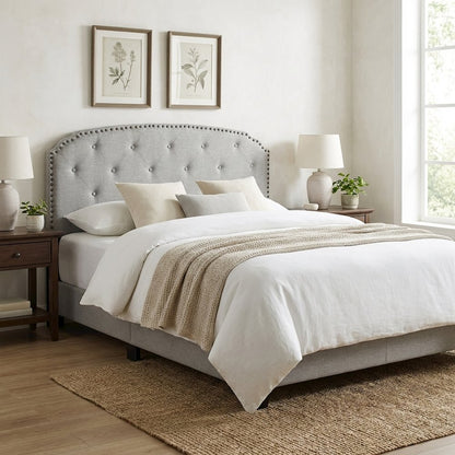 Light Gray Upholstered Twin Headboard with Soft Fabric and Durable Frame