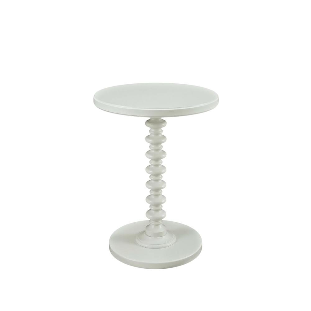 White Round Spindle Coffee Table with Elegant Design and Lightweight Build