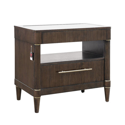 Asher Park Glass Top Bachelor's Chest, Piano Brown Finish