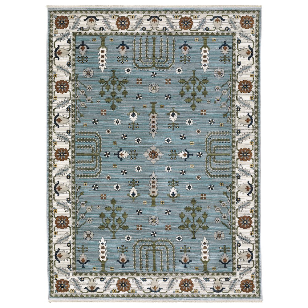 4X6 Traditional Rug Made of Polyester, Blue color